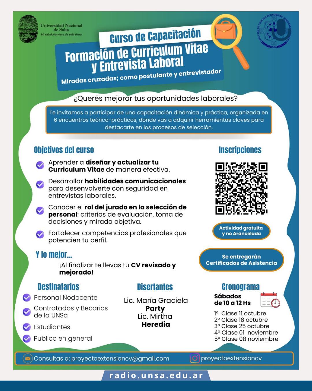 Curso: “Formación de Curriculum Vitae y Entrevista Laboral"