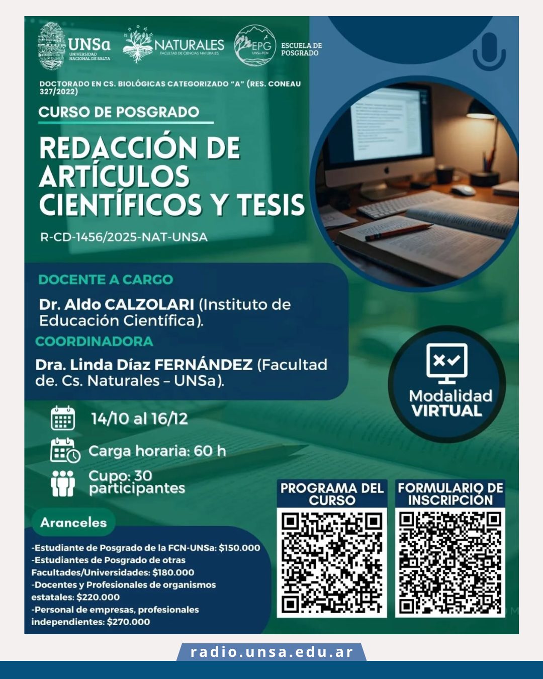 Curso de posgrado “Redacción de artículos científicos y tesis”