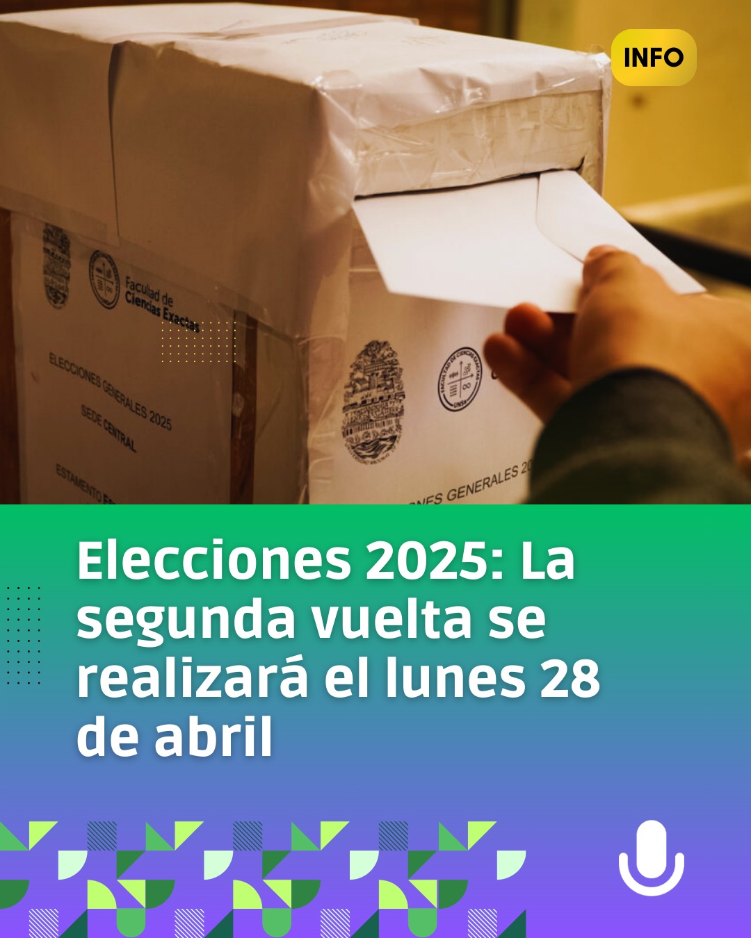 La segunda vuelta se llevará a cabo el lunes 28 de abril