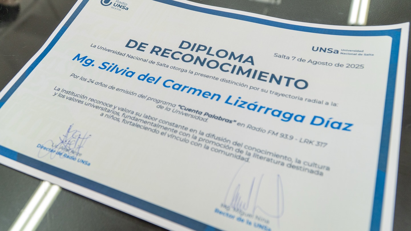 Reconocimiento Cuentapalabra de rectorado unsa 2